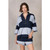 Navy & Sky Stripe Half-Zip Lounge Set