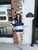Navy & Sky Stripe Half-Zip Lounge Set