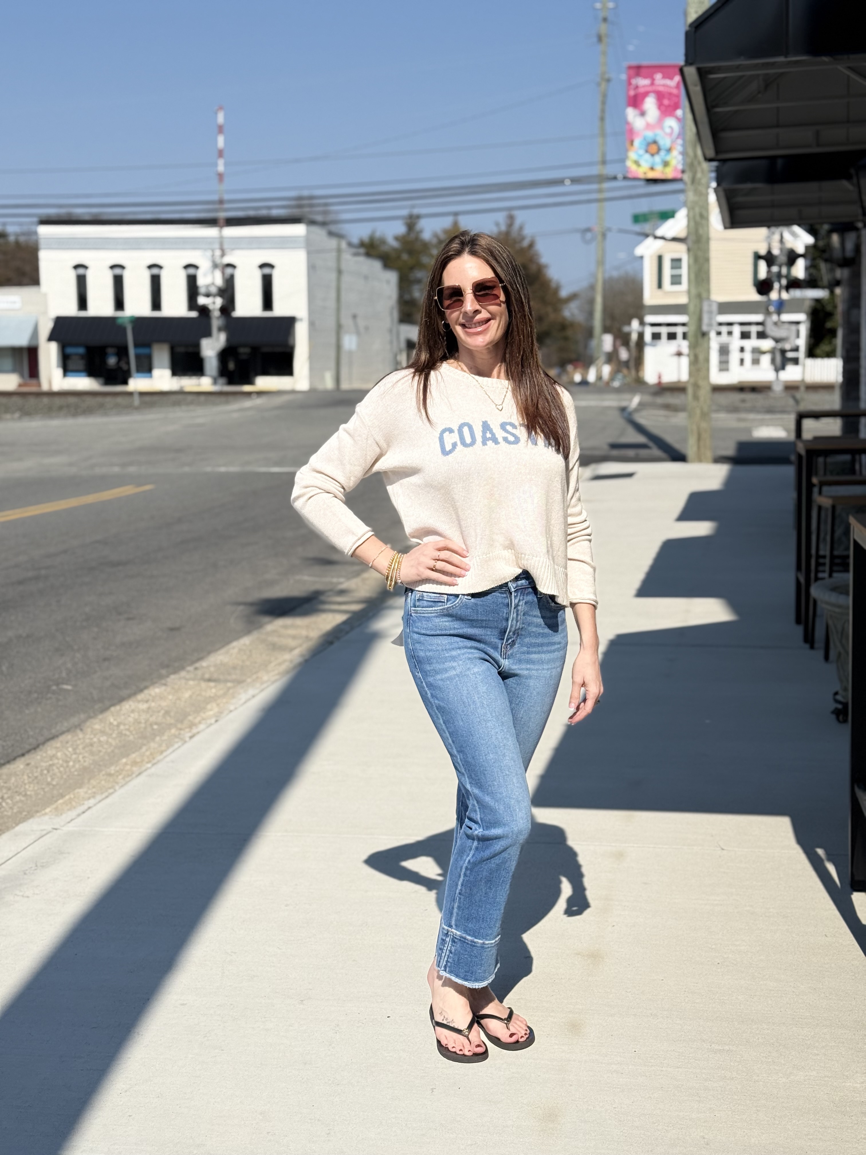 Woman's light blue silk pants with green floral design