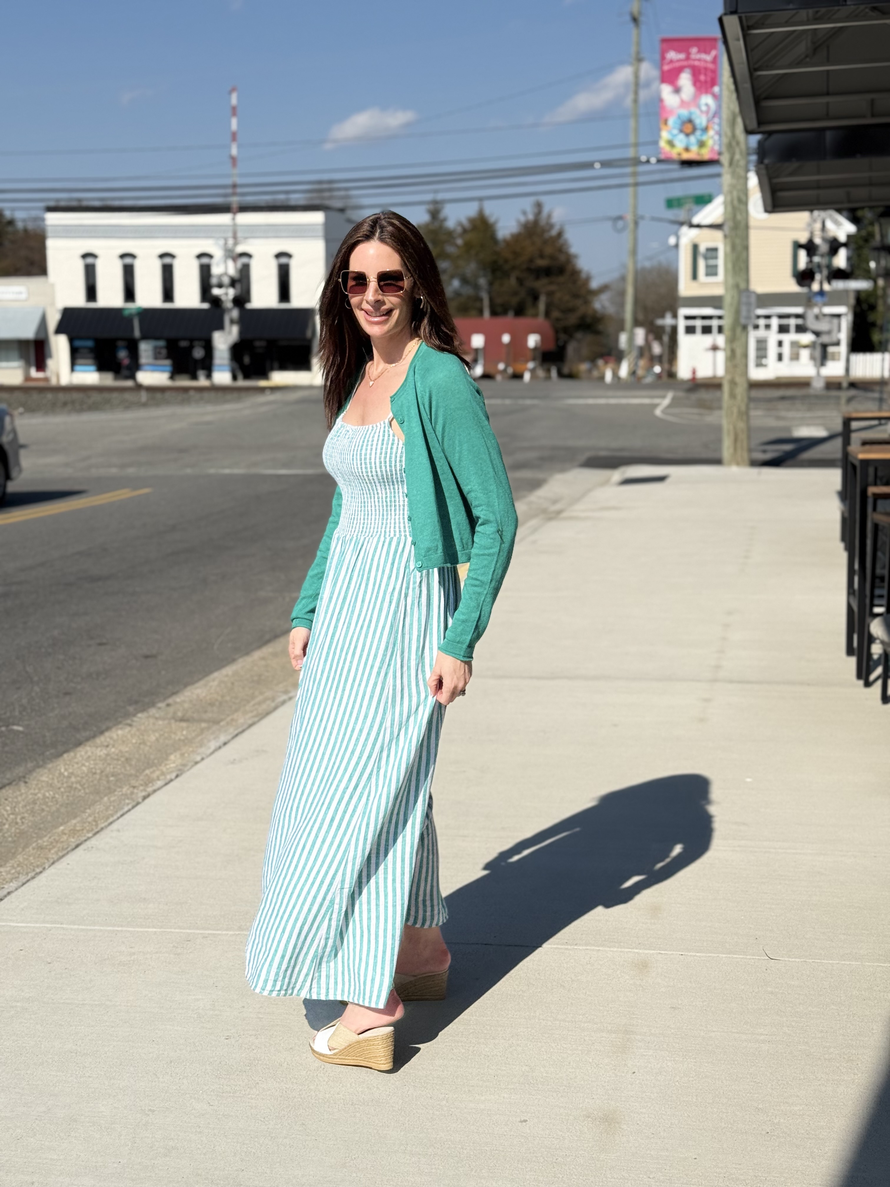 Woman's white and blue floral smocked two-piece set