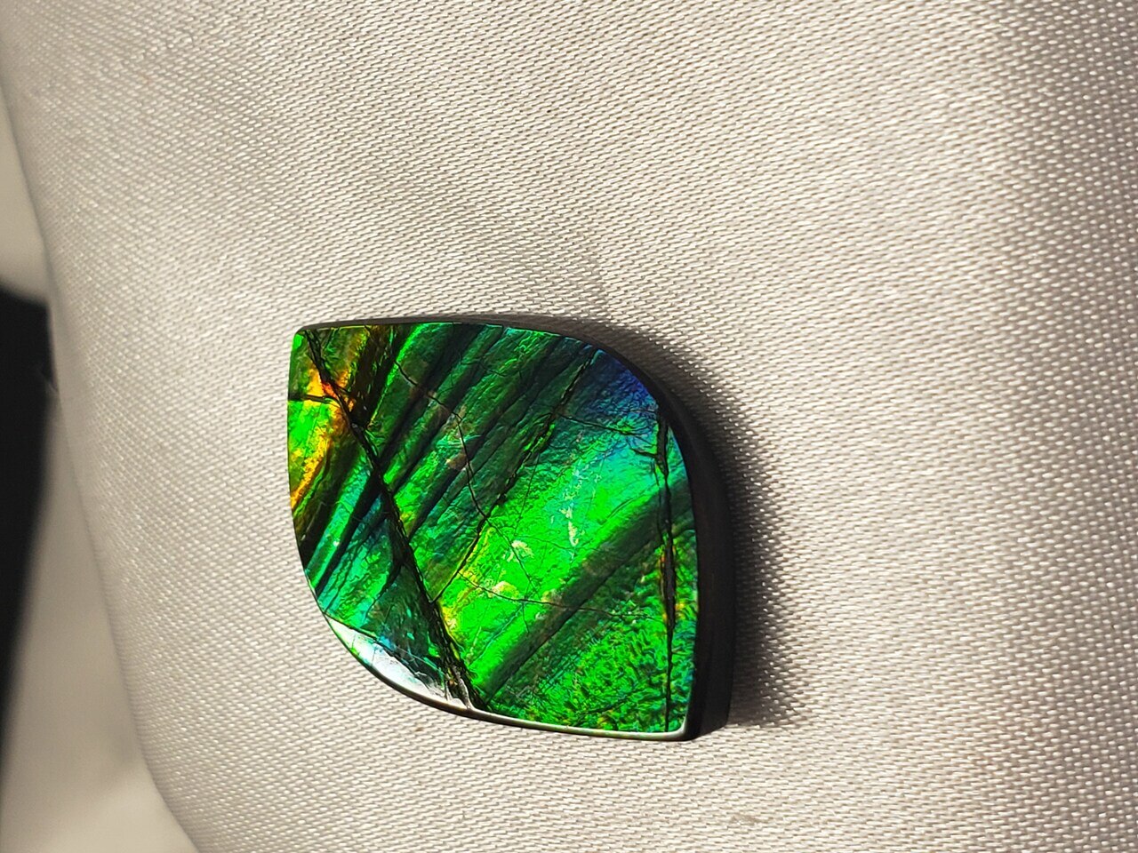 Free Form Natural 30x18 Ammolite With Green and a Hint of Deep Red