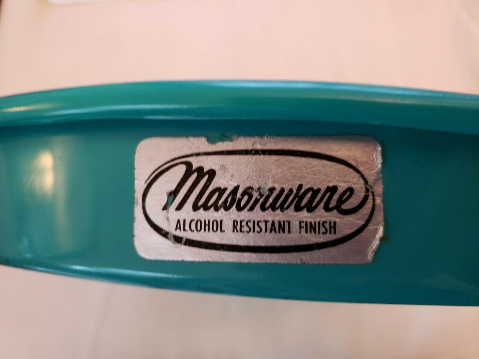 Fabulous and Fun Vintage Turquoise Masonware Bar Tray with Graphics by Joe Carpe