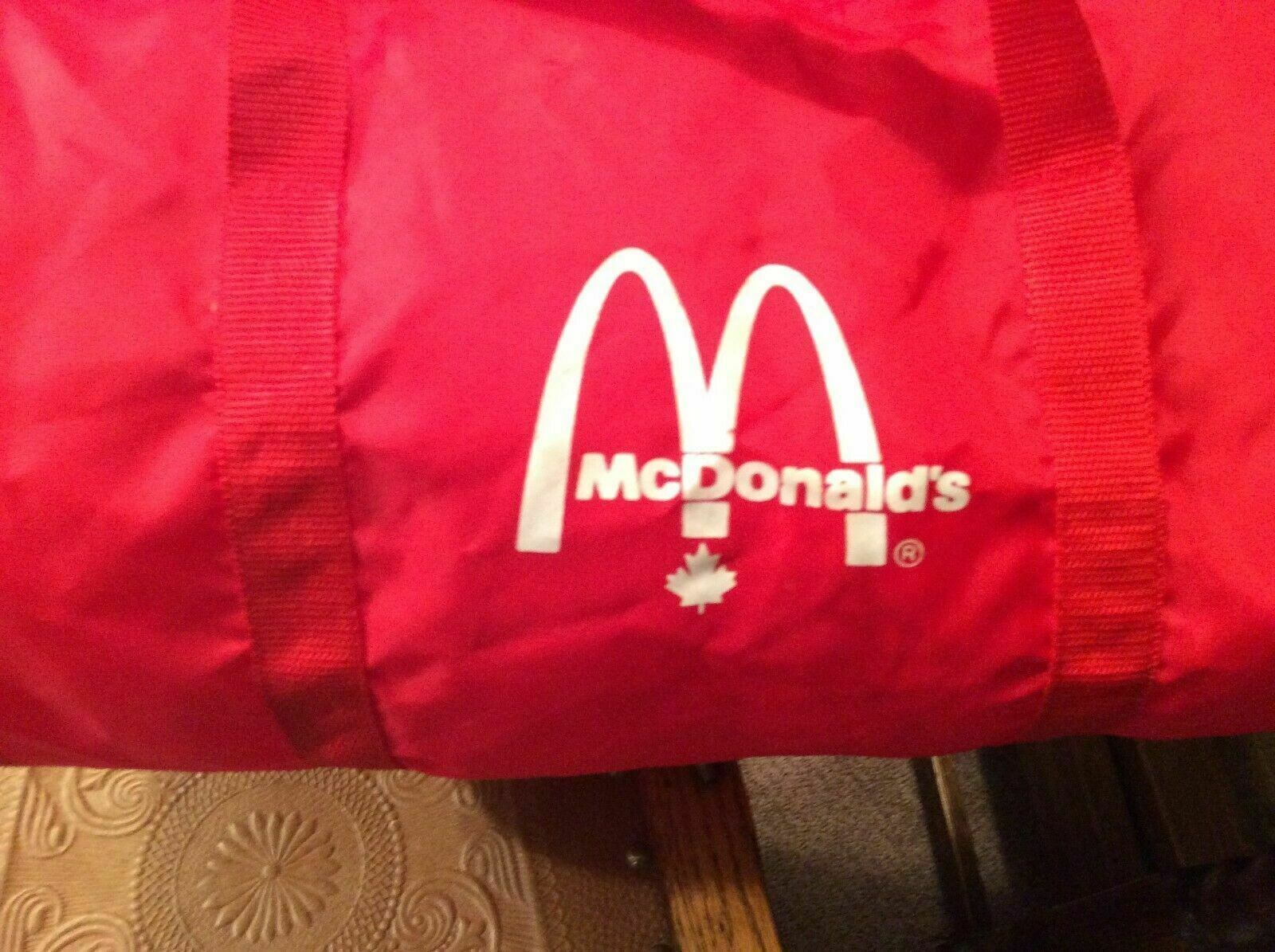 McDonalds Duffle Bag Adjustable Strap, Red With White Logo Nylon 15"