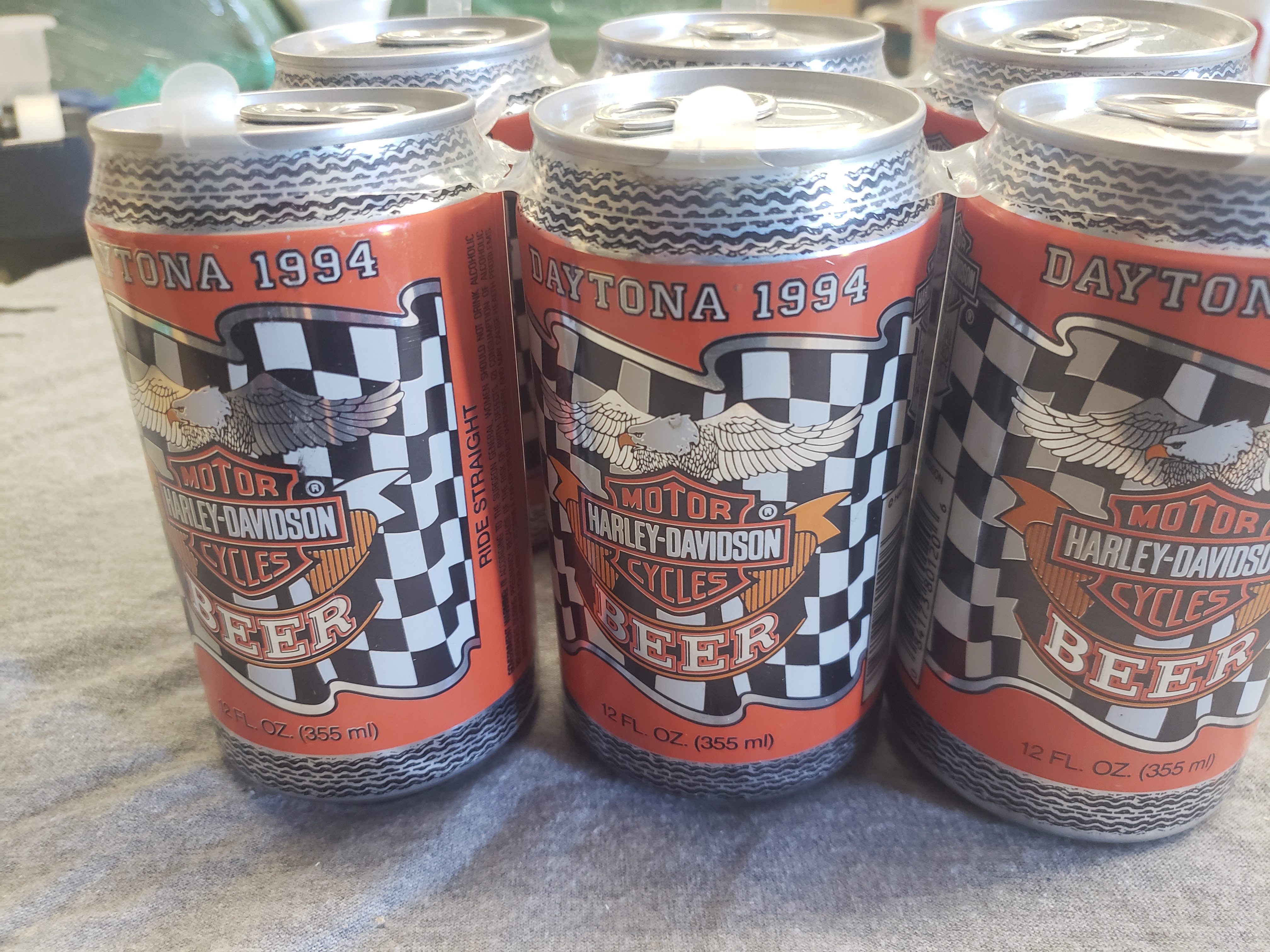 1994 Daytona Harley-Davidson Beer Cans Full - Collectible - 6 Cans