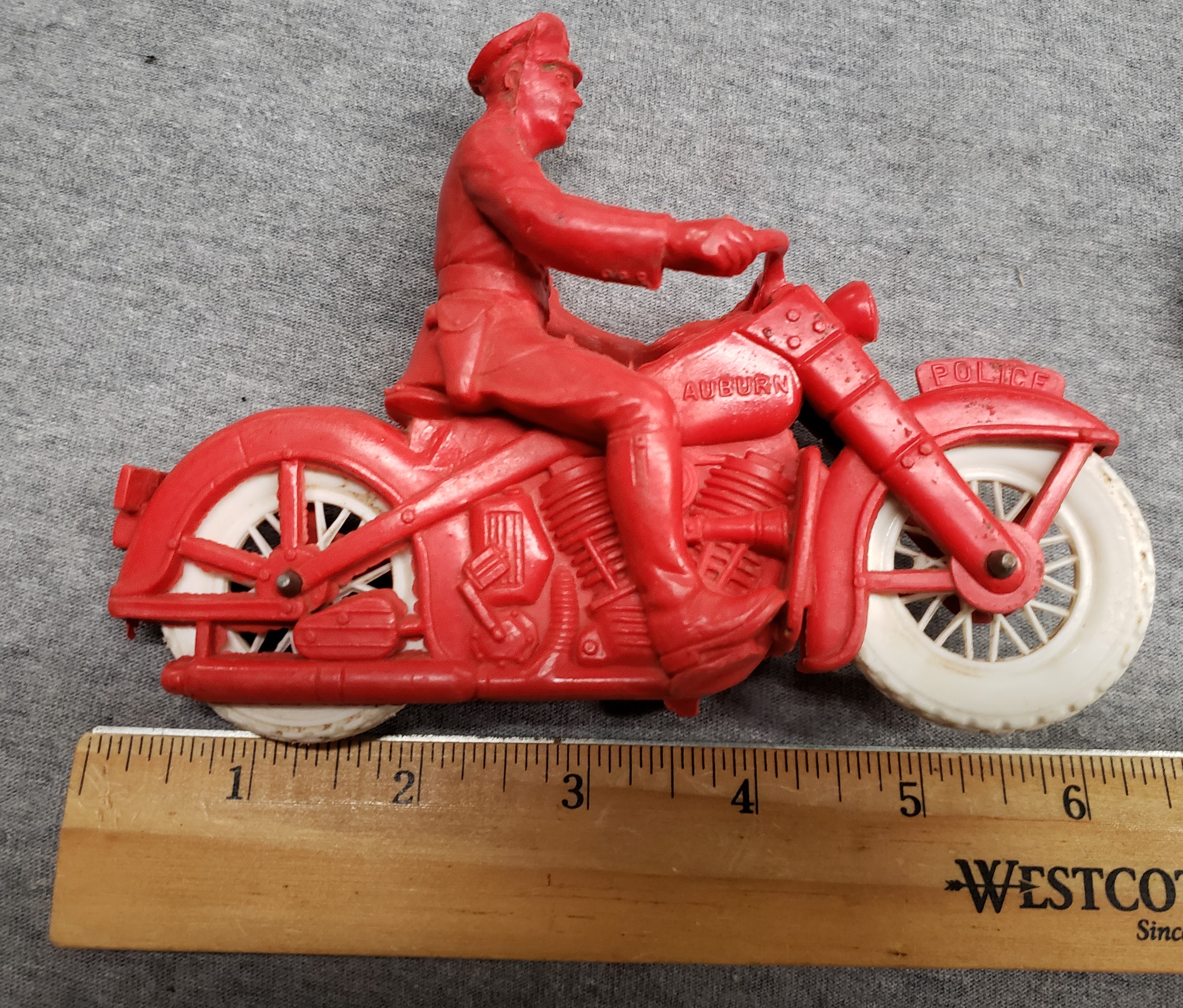 4 Vintage 50's Auburn Rubber Motorcycle Toy Policemen