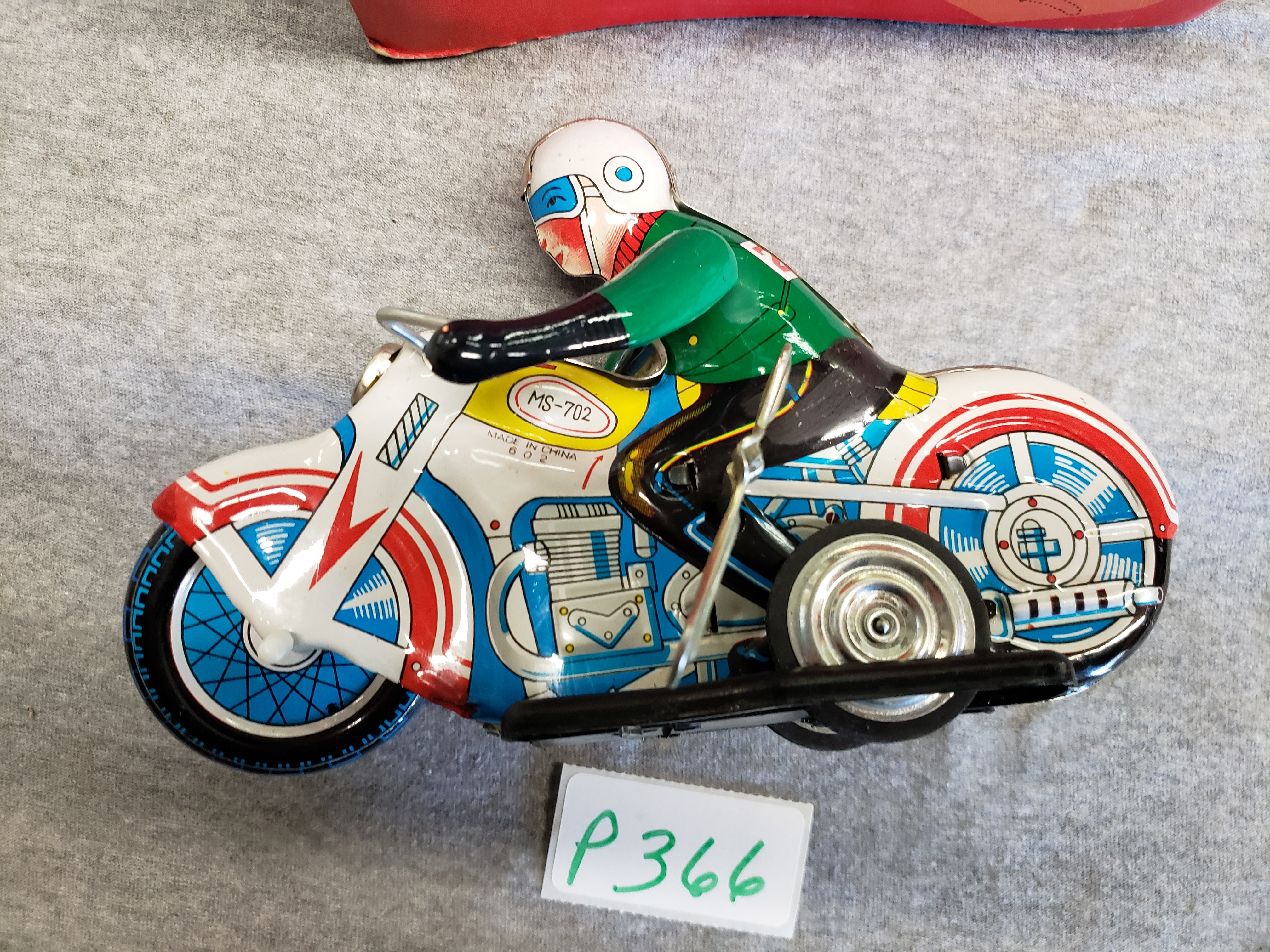 Vintage Tin Wind-Up Motorcycle Toy #MS-702