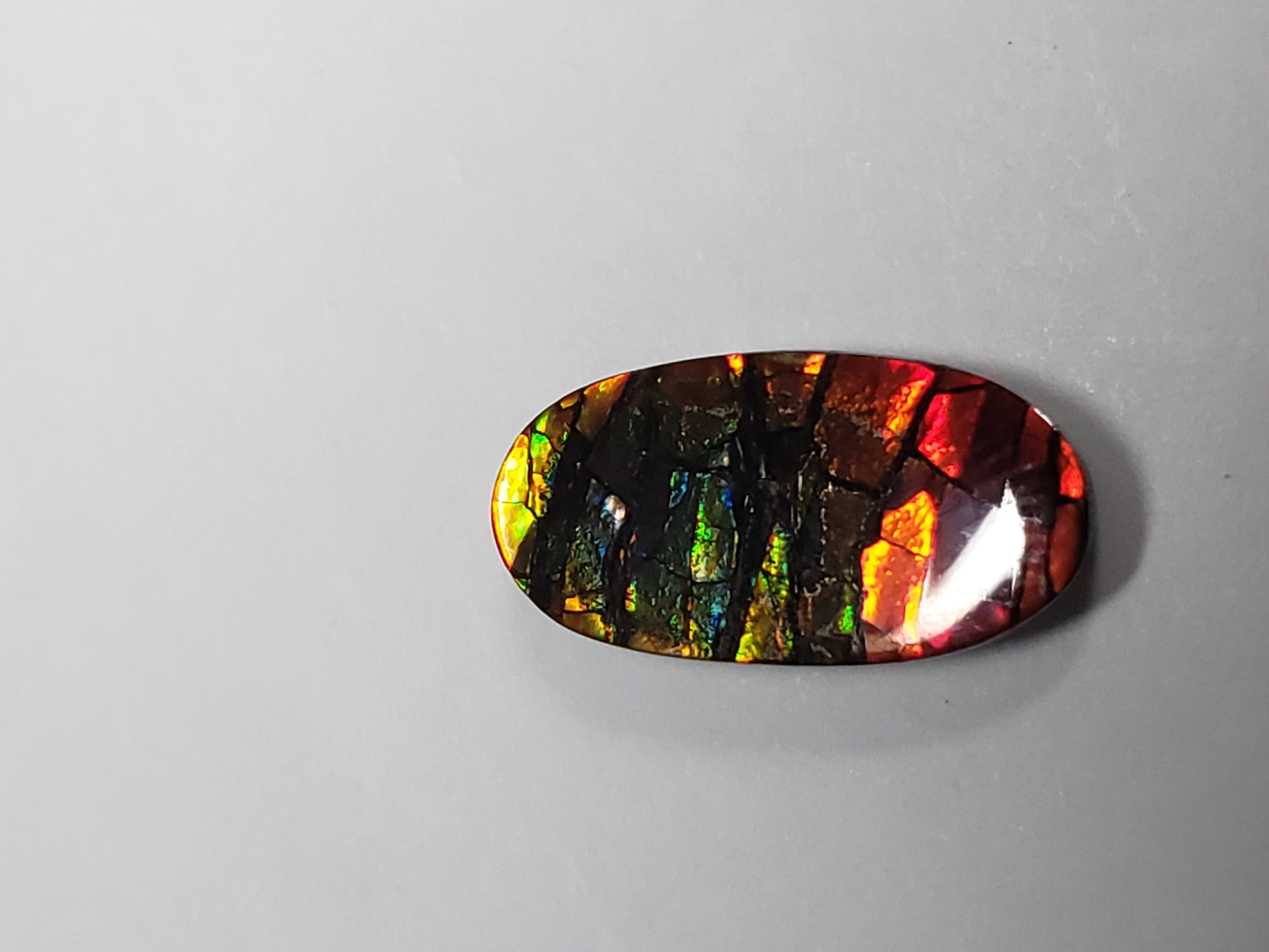 8x16 Ammolite Canada's Opal Oval Shape Triplet 2 Color Red & Gold Gemstone