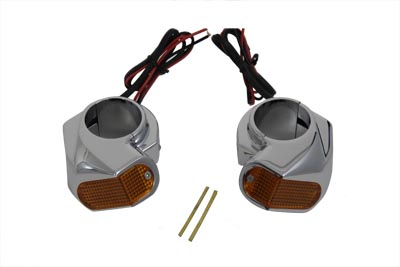 Chrome Front Turn Signal Marker Lamp Set for Harley