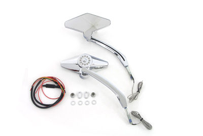 Diamond Shape Mirror Set with Billet Stems for Harley