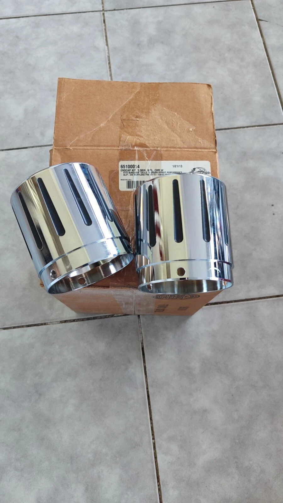 HARLEY-DAVIDSON Chrome Muffler End Cap KIT 3.50IN 65100014 New