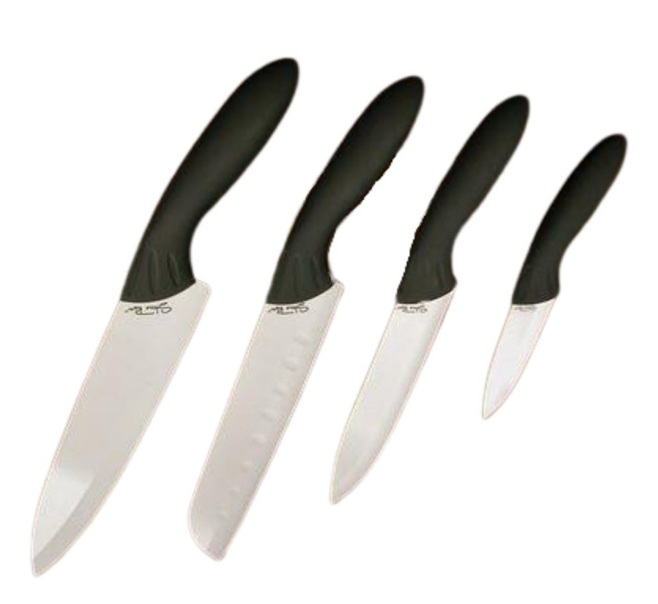 3 Knife Set with a Red Granite Handle, a Garnet Colored Cubic Zirconia Stone  at the Back of the Knife and Brass and Stainless Steel Decorative Rings :  Craftstone Knives