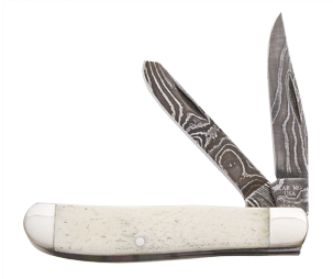 Bear & Son WSB07D White Smooth Bone Damascus Mini Trapper