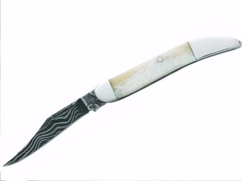 Bear & Son WSB193D White Smooth Bone Damascus Midsize Toothpick