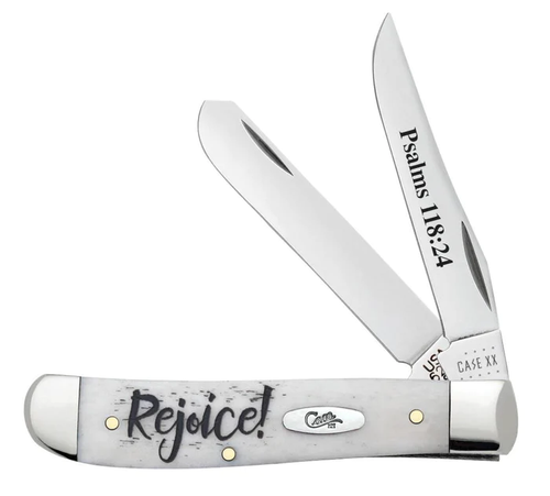 Case 60865 Religious Rejoice Smooth Natural Bone Mini Trapper