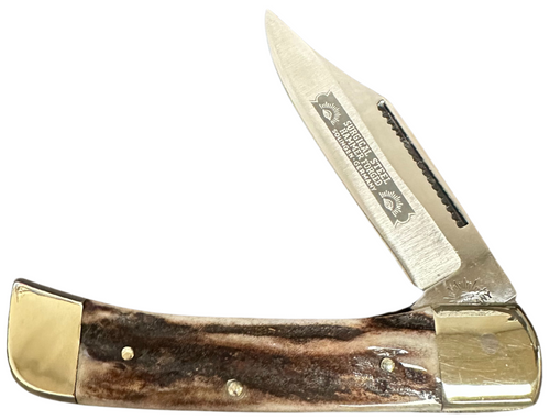 German Eye Brand Trapper 4 Closed, Red Bone Handles - KnifeCenter - GEJR -  Discontinued