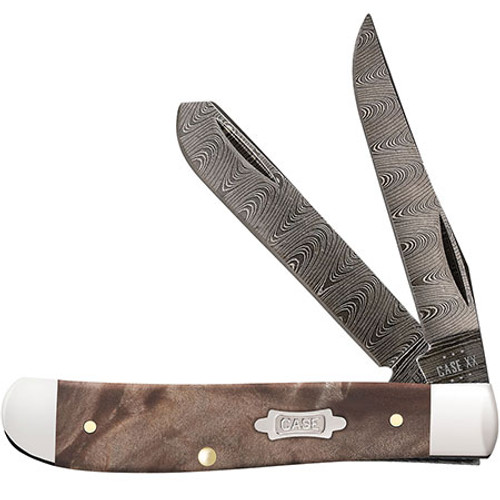 Natural Maple Burl Smooth Damascus Mini Trapper #15091