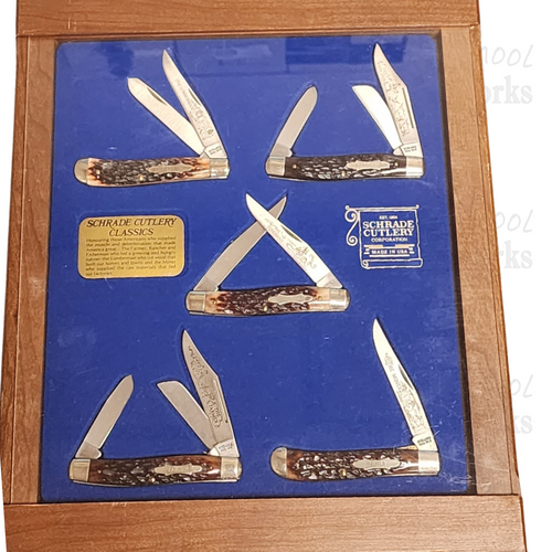 1970's Schrade USA 5pc Bone American Muscle Set