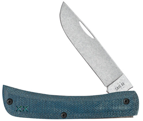 Case 10808 Crossroads Sod Buster Jr. Blue Denim Canvas Micarta