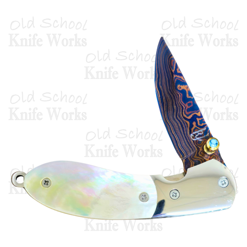 Kirttisak Janganong Mother of Pearl Custom Damascus Linerlock Kirttisak Janganong Mother of Pearl Custom Damascus Linerlock
