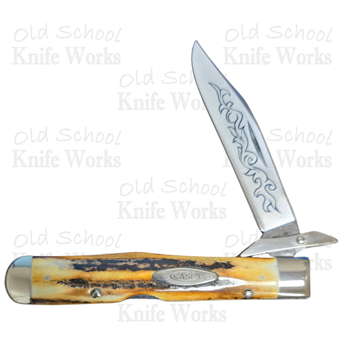 1977 Case Genuine Stag Blue Scroll Cheetah