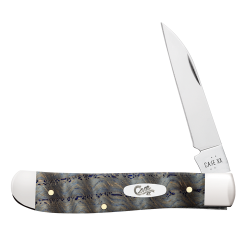 Case 47491 Blue Curly Oak Wood Smooth Mini Trapper (70107W SS)