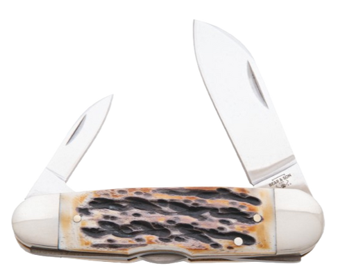Bear & Son 559L 4" Piranha Genuine India Stag Bone Lockback