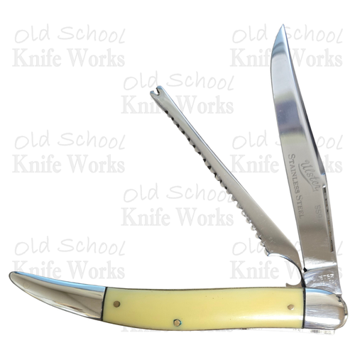 1910-50 Ulster USA Yellow Fishing Knife Etched