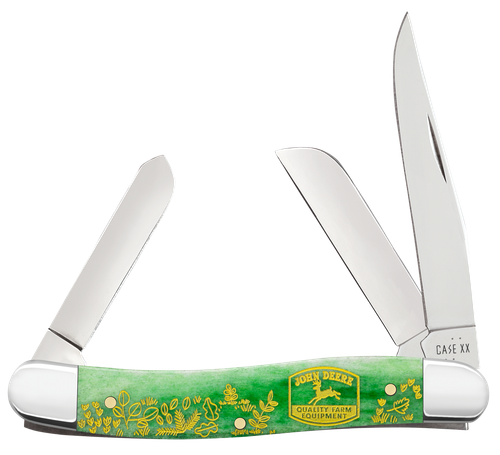 Case 15801 John Deere Bright Green Bone Smooth Medium Stockman (6318 SS)