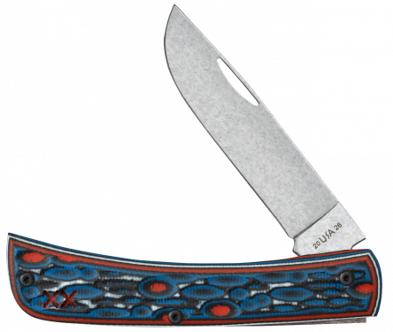 Case 66390 Sonic Blast w/ Current Red G-10 Fossil Jig XR Crossroads Sod Buster Jr. (XR10137 S35VN)