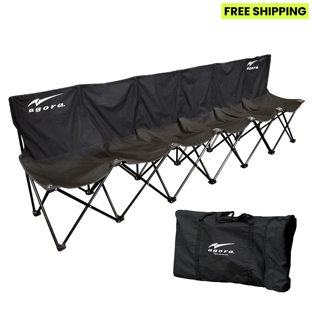 AGORA 6-Seat Portable Folding Team Bench for Soccer & More