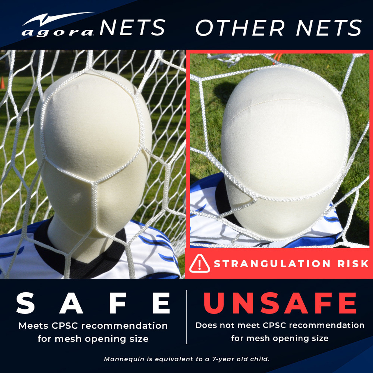ネット　８ｍ×４ｍ 4mm HTPP Hexagon Net for 8x24 Goals with Depth