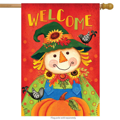 Harvest Scarecrow Welcome House Flag