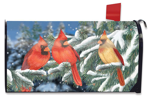 Winter Cardinal Trio Mailbox Cover
