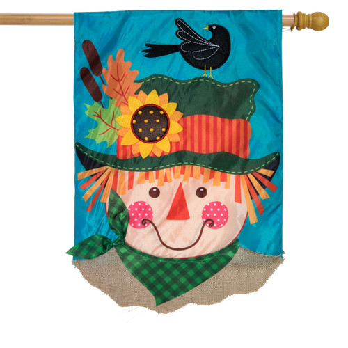 Harvest Scarecrow Applique House Flag