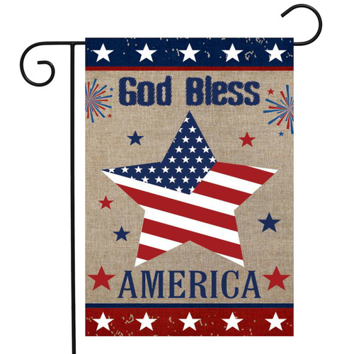 God Bless America Star Burlap Garden Flag God Bless America Star Burlap Garden Flag