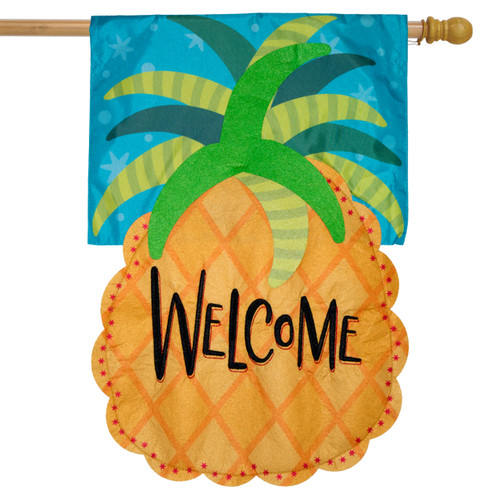 Welcome Pineapple Applique House Flag