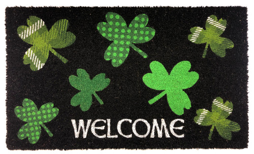 Shamrocks St. Patrick's Day Natural Fiber Coir Doormat 18 x 30