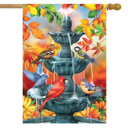 Bath Time Birds House Flag