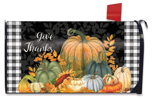 Checkered Give Thanks Mailbox Cover