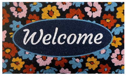 Welcome Floral Coir Doormat 18 x 30