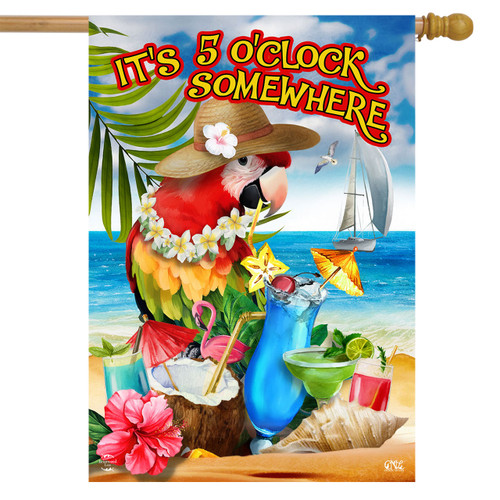 Parrot in Paradise House Flag