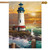 Sunset Lighthouse House Flag Sunset Lighthouse House Flag