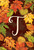 Fall Leaves Monogram Letter T Garden Flag