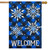 Checkered Snowflakes Burlap House Flag