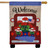 Red Truck Burlap House Flag