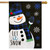 Blue Checkered Snowman Burlap House Flag