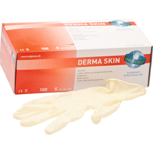DERMA SKIN latexhansker 100 stk., pudderfrie, naturlig lateks, S