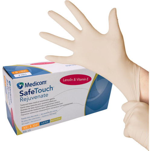 Medicom SafeTouch Rejuvenate latexhansker 100 stk., pudderfrie, naturfarget, XS