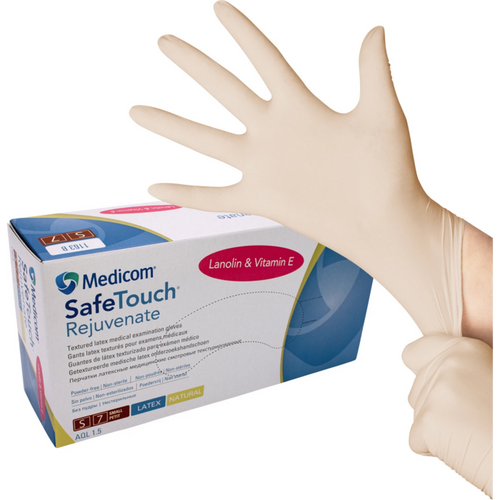 Medicom SafeTouch Rejuvenate latexhansker 100 stykker pudderfrie, natur, S