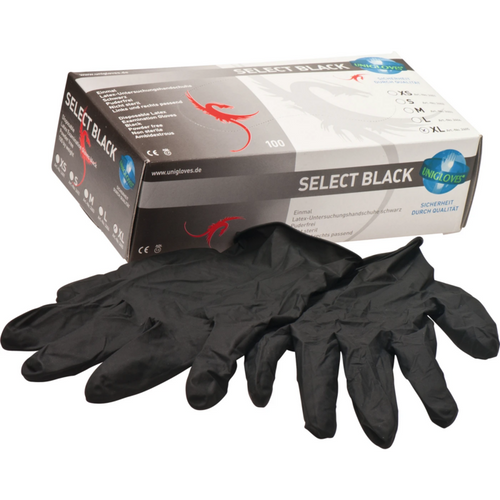 SELECT BLACK 100 stk puderfrie, svarte, XL